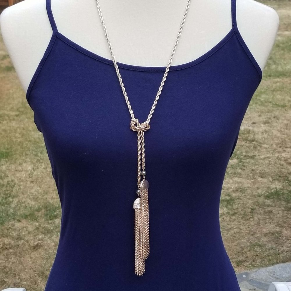 Rose Gold Tone Bolo Style Necklace NWOT